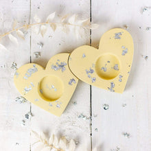 Load image into Gallery viewer, Nine Angels Set of heart-shaped tea light holders - yellow