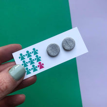 Load image into Gallery viewer, Nine Angels Silver glittery circle stud earrings