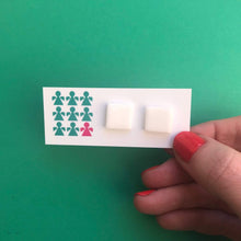 Load image into Gallery viewer, Nine Angels Simple white square stud earrings
