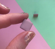 Load image into Gallery viewer, Nine Angels Square heather pink polymer clay earrings