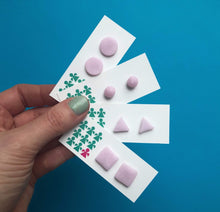 Load image into Gallery viewer, Nine Angels Square pastel pink earrings