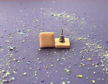 Load image into Gallery viewer, Nine Angels Square peach polymer clay earrings