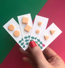 Load image into Gallery viewer, Nine Angels Square peach polymer clay earrings