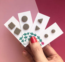 Load image into Gallery viewer, Nine Angels Square taupe polymer clay earrings