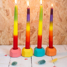 Load image into Gallery viewer, Nine Angels Summer brights set of 4 geometric taper candle holders