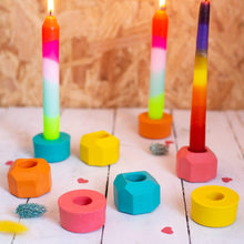 Load image into Gallery viewer, Nine Angels Summer brights set of 4 geometric taper candle holders