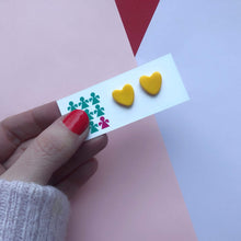 Load image into Gallery viewer, Nine Angels Sunshine yellow Valentine’s heart stud earrings