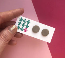 Load image into Gallery viewer, Nine Angels Taupe circle polymer clay earrings