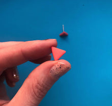 Load image into Gallery viewer, Nine Angels Triangle coral pink polymer clay earrings