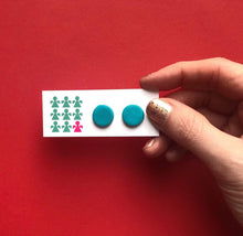 Load image into Gallery viewer, Nine Angels Turquoise clay circle earrings