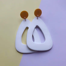 Load image into Gallery viewer, Nine Angels White & sunshine yellow giant triangle drop earrings