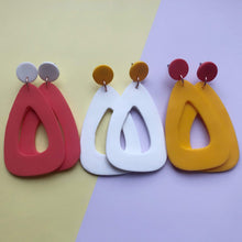 Load image into Gallery viewer, Nine Angels White & sunshine yellow giant triangle drop earrings