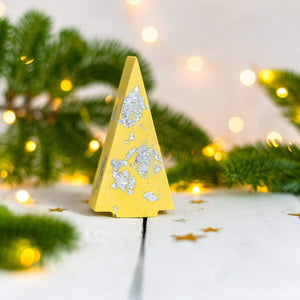 Nine Angels Yellow Pastel and silver leaf jesmonite Christmas tree ornaments