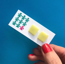 Load image into Gallery viewer, Nine Angels Yellow pastel square earrings