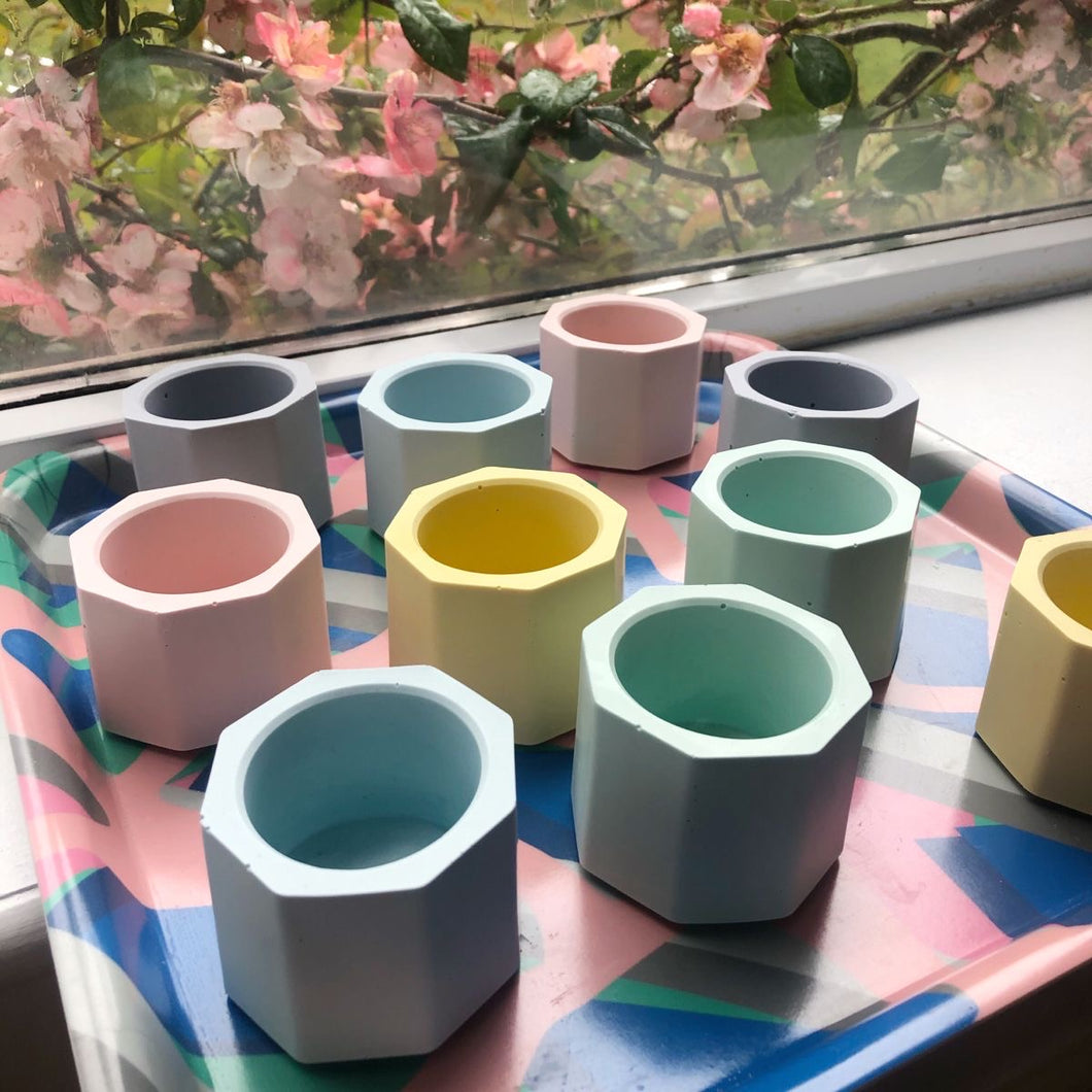 Pastel octagon planter/tea light holder - 5 COLOURS