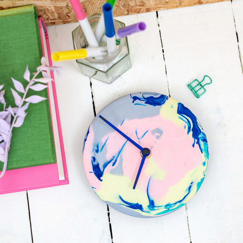 Wall clock - marbled, white hands