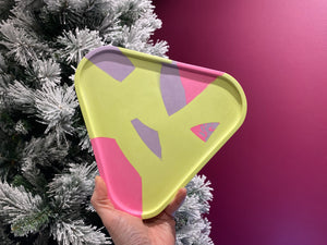 Broken pieces neon triangle tray