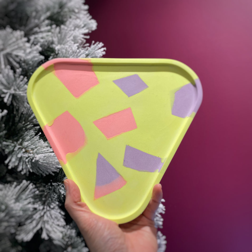 Broken pieces neon triangle tray