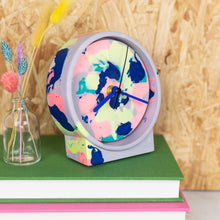 Load image into Gallery viewer, Lilac &amp; Neon Marbled Jesmonite Clock