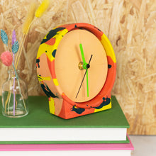 Load image into Gallery viewer, Orange, Yellow &amp; Green Marbled Jesmonite Clock