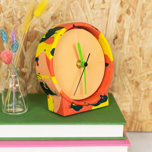 Orange, Yellow & Green Marbled Jesmonite Clock