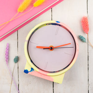 Neon Marbled Jesmonite Clock with Lilac Face