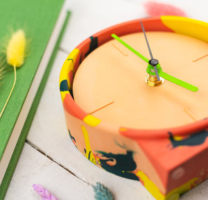 Orange, Yellow & Green Marbled Jesmonite Clock
