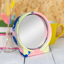 Load image into Gallery viewer, Neon and Blue Marbled Jesmonite Mirror