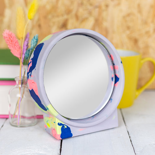 Lilac and Neon Marbled Jesmonite Mirror