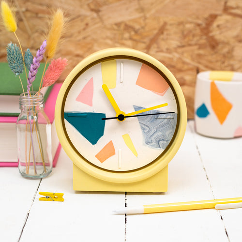 Broken Pieces Clock - yellow stand