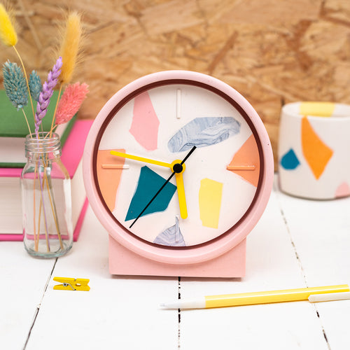 Broken Pieces Clock - pink stand