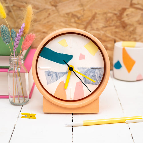 Broken Pieces Clock - peach stand