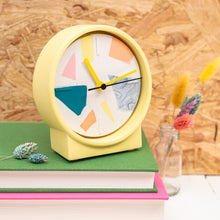Load image into Gallery viewer, Broken Pieces Clock - yellow stand