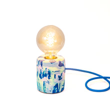 Load image into Gallery viewer, Jesmonite blue &amp; neon marbled design lamp