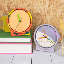 Load image into Gallery viewer, Orange, Yellow &amp; Green Marbled Jesmonite Clock