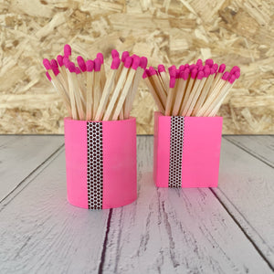 Neon pink square and circle match pot set