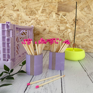 Violet square and circle match pot set