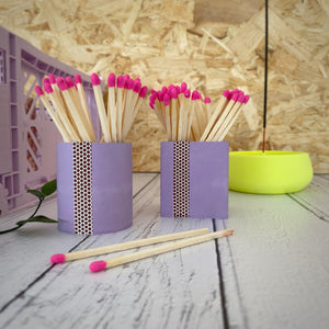 Violet square and circle match pot set