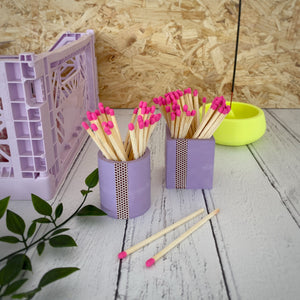 Violet square and circle match pot set