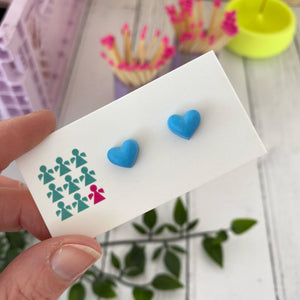 Neon jesmonite heart stud earrings