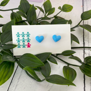 Neon jesmonite heart stud earrings