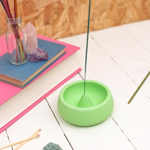 Neon green Jesmonite incense holder