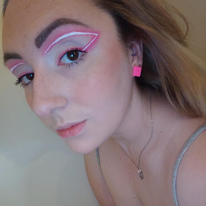 Neon pink square earrings