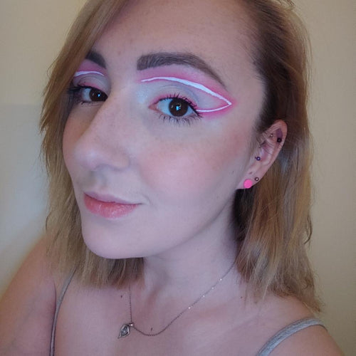 Neon pink mini circle earrings