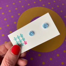 Load image into Gallery viewer, Cornflower blue glittery stud earrings