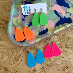 Neon giant triangle dangle earrings