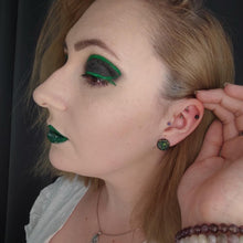 Load image into Gallery viewer, Mermaid green glittery stud earrings