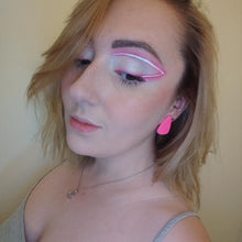 Load image into Gallery viewer, Giant neon pink rounded triangle studs