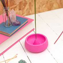Load image into Gallery viewer, Dark neon pink Jesmonite incense holder