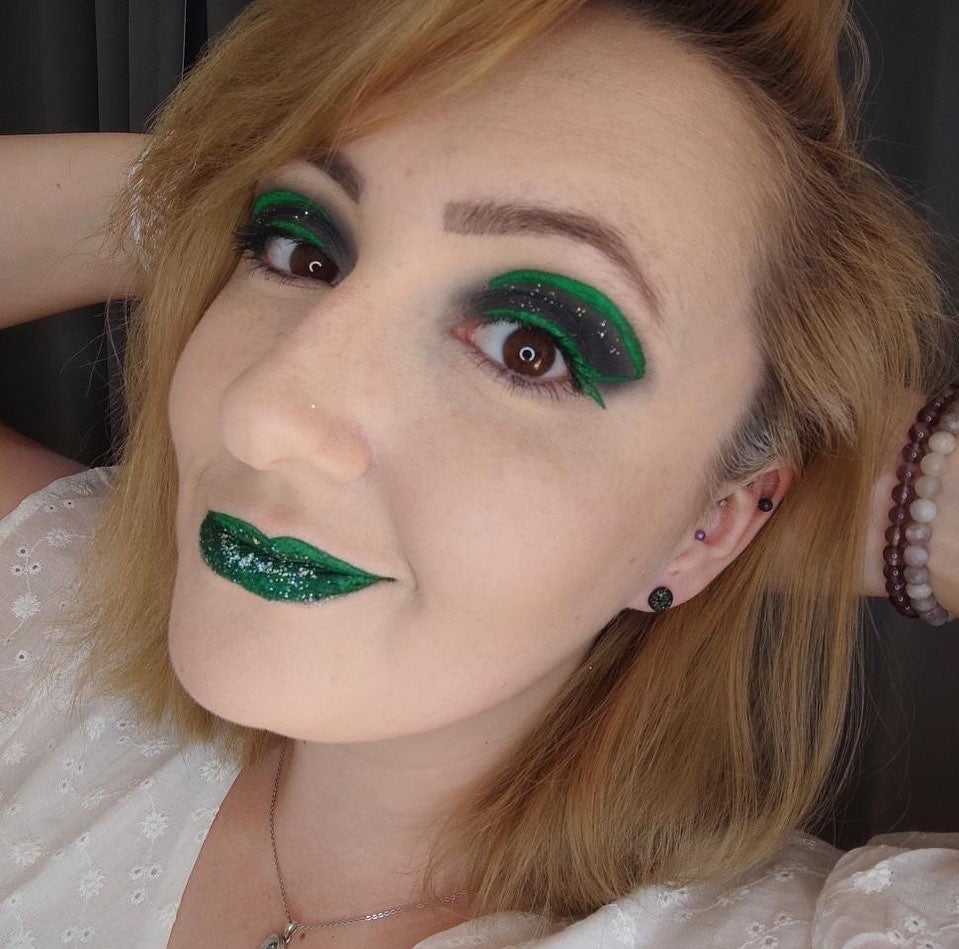 Mermaid green glittery stud earrings